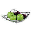 Kesper Fruitschaal Vierkant - Schaal voor fruit - Design Fruitmand - Metaal - Afm: 26 x 24 x 9.5 Cm - Zilver kleurig
