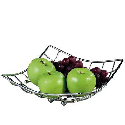 Kesper Fruitschaal Vierkant - Schaal voor fruit - Design Fruitmand - Metaal - Afm: 26 x 24 x 9.5 Cm - Zilver kleurig