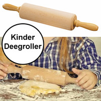 Kesper Kinder Deegroller rolstok met handvat - FSC® Beukenhout antikleef - 23x4.5x4.5 Cm - Deegrolstok kinderen - Rolgedeelte 11.5xØ4.5Cm