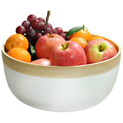 Kesper FSC® Bamboe houten Fruitschaal Ø26 Cm - Saladeschaal rond - Slakom - Schaal - Serveerschaal voor Fruit of Salades - 26x26x12 Cm