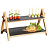 Kesper Etagere 2 Laags - Leisteen & Bamboe hout - Hoge kwaliteit -Rechthoekig Etagere - Houten hapjesschaal 2 lagen - tafel serveerschaal