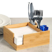 Kesper Servettenhouder & Bestekhouder in 1 - FSC® Bamboe hout - Houder voor Servetten en bestek - Serverhouder - Afm 22 x 18 x 9 Cm