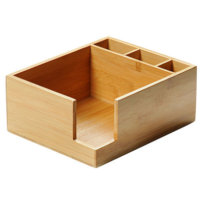Kesper Servettenhouder & Bestekhouder in 1 - FSC® Bamboe hout - Houder voor Servetten en bestek - Serverhouder - Afm 22 x 18 x 9 Cm