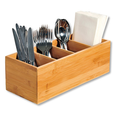 Kesper Bestekbak FSC® Bamboe hout - Staande Bestekhouder - Bestekbakje houder - Bestek bak organizer- Bestekcassette - 35 x 14 x 12 Cm