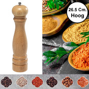 Kesper Pepermolen Rubberhout - Ø6 Hoogte 26.5 Cm - Zoutmolen en kruidenmolen - Peper / Zout / Kruiden molen - Keramisch maalwerk - 26.5Cm