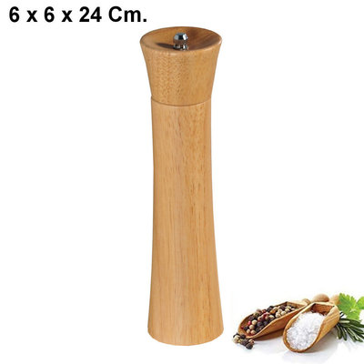 Kesper Pepermolen Rubberhout - Ø6 Hoogte: 24 Cm - Zoutmolen en kruidenmolen - Peper / Zout / Kruiden molen - Keramisch maalwerk - 24 Cm