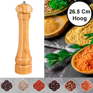 Kesper FSC® Bamboe houten Pepermolen - Ø6.2 Hoogte 26.5 Cm - Zoutmolen en kruidenmolen - Peper/ Zout / Kruiden molen - Keramisch maalwerk