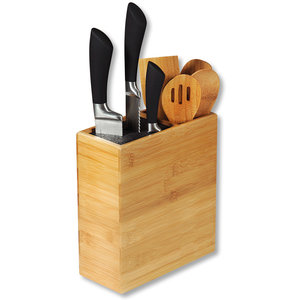 Kesper FSC® Bamboe houten - Messenblok zonder messen - Messenhouder met vak keukengerei houder - Messenblok Universeel - 20.5x7.5x23 Cm
