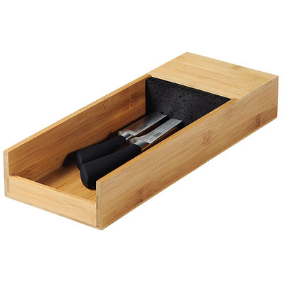 Kesper FSC® Bamboe houten - Liggend La Messenblok zonder messen - Messenhouder voor in de Lade- Messenblok Universeel - 15 x 6 x 39.5 Cm