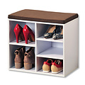 Kesper Schoenenbank - 5 paar schoenen met Zitkussen & Opbergvakken - Open Schoenenkast - FSC® hout - Afm 51.5 x 29.5 x 48 Cm - Wit
