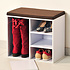 Kesper Schoenenbank - 5 paar schoenen met Zitkussen & Opbergvakken - Open Schoenenkast - FSC® hout - Afm 51.5 x 29.5 x 48 Cm - Wit