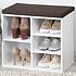 Kesper Schoenenbank - 5 paar schoenen met Zitkussen & Opbergvakken - Open Schoenenkast - FSC® hout - Afm 51.5 x 29.5 x 48 Cm - Wit