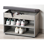 Kesper Schoenenbank met opbergruimte - 6 paar schoenen met Zitkussen & Opbergvakken - Open Schoenenkast - FSC® hout - 60x30x47 Cm - Grijs