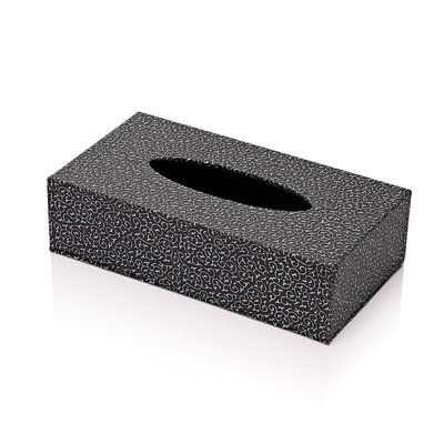 Decopatent Decopatent® Tissue box Kunstleer - Tissues Tissuedoos - Luxe doos voor Servetten - Zakdoekjeshouder - Tissuebox - Zwart / Zilver