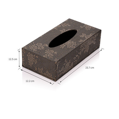 Decopatent Decopatent® Tissue box Kunstleer - Tissues Tissuedoos - Luxe doos voor Servetten - Zakdoekjeshouder - Tissue - Bruin Bloem motief