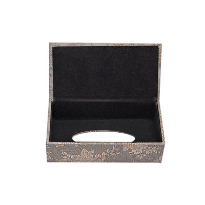 Decopatent Decopatent® Tissue box Kunstleer - Tissues Tissuedoos - Luxe doos voor Servetten - Zakdoekjeshouder - Tissue - Bruin Bloem motief