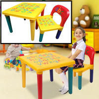 Decopatent Decopatent® ABC Alfabet Kindertafel met Stoel - Speeltafel - Kindertafel en stoeltjes - 1x Tafel en 1x Stoel voor kinderen