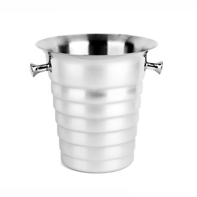 Decopatent Decopatent® RVS ijsemmer - Champagne ijs emmer met handvat - Champagnekoeler - Drankemmer - Wijnkoeler - 26x22x22.5 Cm - Zilver