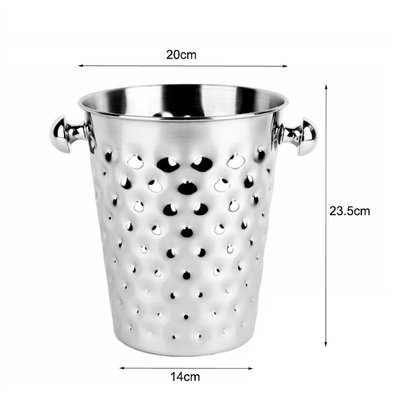 Decopatent Decopatent® RVS ijsemmer - Champagne ijs emmer met handvat - Champagnekoeler - Drankemmer - Wijnkoeler - 26x20x23.5 Cm - Zilver