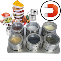 Decopatent Decopatent® Kruidenrek met 6 Magnetische Kruidenpotjes - Kruidenpot met Magneet - Keuken Kruidenrekje voor specerijen - Spice Rack