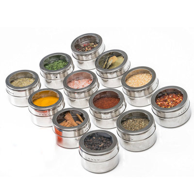 Decopatent Decopatent® Kruidenrek met 6 Magnetische Kruidenpotjes - Kruidenpot met Magneet - Keuken Kruidenrekje voor specerijen - Spice Rack