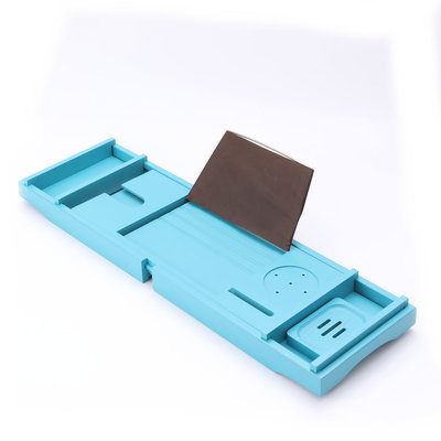 Decopatent Decopatent® Badrek - Badplank voor in bad - Uitschuifbaar 75 - 110 Cm - Badrekje voor Bad - Bamboe - Verstelbaar Badrek - Blauw