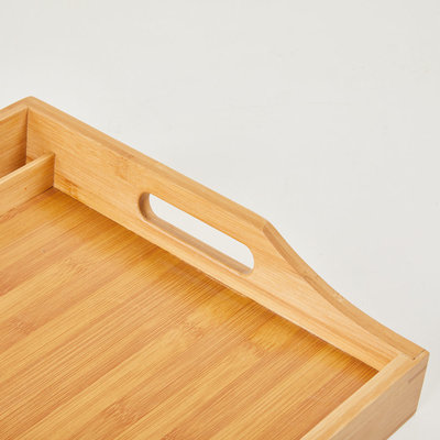 Decopatent Decopatent® Bamboe inklapbare bedtafel voor op bed met dienblad - Houten Bedtafeltje - Laptoptafel - Ontbijt Bed - Bank dienblad