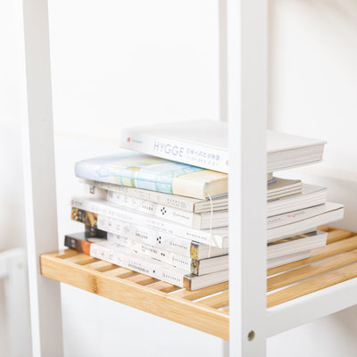 Decopatent Decopatent® Opbergrek van bamboe hout - Badkamerrek - Schoenenrek - Keukenrek - Opbergkast - 4 etages - Keuken rek - 33x33x98 Cm