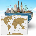 Decopatent Decopatent® Kras wereldkaart XL Deluxe - Scratch map wereldkaart - Muur Scratchmap - Scratch art wereld kaart - 82 x 59 Cm - Wit
