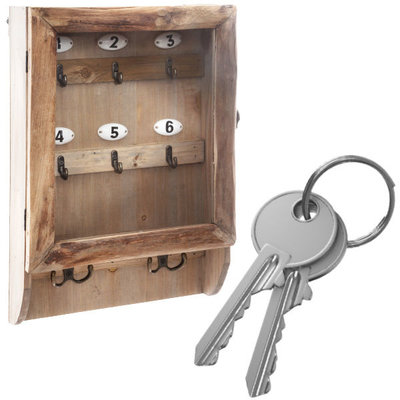 Decopatent Decopatent® Sleutelkastje voor binnen - Houten Sleutelkastje voor 10 Sleutels - Glazen deur - Sleutelrekje Kast met sleutelhouder