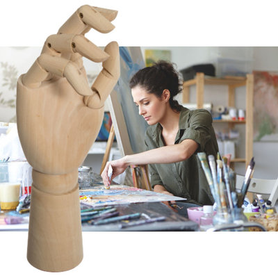 Decopatent Decopatent® Tekenhand - Houten Hand model - Handen Tekenmodel  - Ledepop Tekenen - Teken hand voor Volwassenen & Kinderen - 28.5Cm