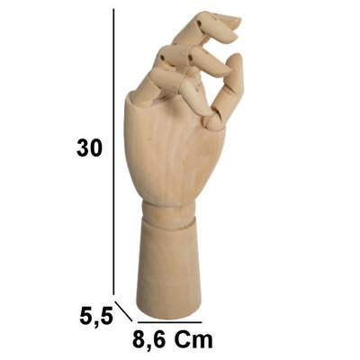 Decopatent Decopatent® Tekenhand - Houten Hand model - Handen Tekenmodel  - Ledepop Tekenen - Teken hand voor Volwassenen & Kinderen - 28.5Cm