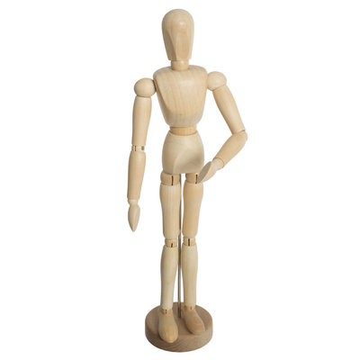 Merkloos Decopatent® Tekenpop - Houten model Lendenpop - Tekenmodel pop hout - Ledepop Tekenen - Voor Volwassenen en Kinderen - 9x6x33 Cm