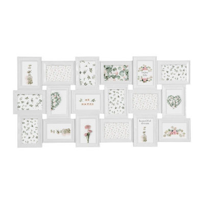 Decopatent Decopatent® XL Fotolijst Collage voor 18 Foto's van 10x15 & 15x10 Cm - Fotolijsten - Fotolijstje met 18 fotokaders - 102.2x52.5 Cm