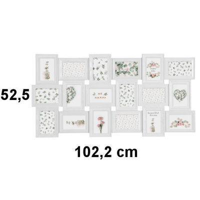 Decopatent Decopatent® XL Fotolijst Collage voor 18 Foto's van 10x15 & 15x10 Cm - Fotolijsten - Fotolijstje met 18 fotokaders - 102.2x52.5 Cm