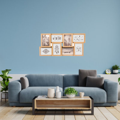 Decopatent Decopatent® MDF Fotolijst Collage voor 8 Foto's van 15x10 & 10x15 Cm - Fotolijsten - Fotolijstje met 8 fotokaders - 58.5x3.2x29 Cm