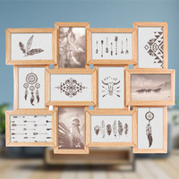 Decopatent Decopatent® MDF Fotolijst Collage voor 12 Foto's van 15x10 & 10x15 Cm - Fotolijsten - Fotolijstje met 12 fotokaders - 59.5x3x45.5