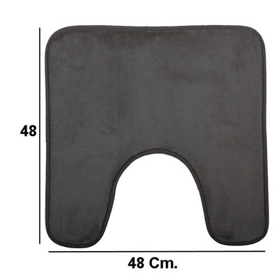 Decopatent Decopatent® Toiletmat - Wc matjes met anti slip - Wc / Toilet mat - wc matje antislip - Toilet contour mat- Afm 48x48 Cm - Grijs