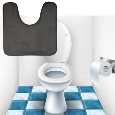 Decopatent Decopatent® Toiletmat - Wc matjes met anti slip - Wc / Toilet mat - wc matje antislip - Toilet contour mat- Afm 48x48 Cm - Grijs