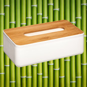 Decopatent Decopatent® Tissuedoos - Bamboe Hout / Kunststof - Tissuebox voor tissues - Tissue box houder - Wc Badkamer - Zakdoekendoos - Wit