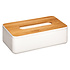 Decopatent Decopatent® Tissuedoos - Bamboe Hout / Kunststof - Tissuebox voor tissues - Tissue box houder - Wc Badkamer - Zakdoekendoos - Wit