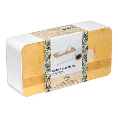 Decopatent Decopatent® Tissuedoos - Bamboe Hout / Kunststof - Tissuebox voor tissues - Tissue box houder - Wc Badkamer - Zakdoekendoos - Wit