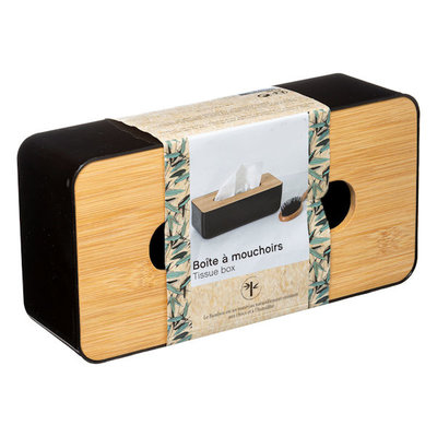 Decopatent Decopatent® Tissuedoos - Bamboe Hout / Kunststof - Tissuebox voor tissues - Tissue box houder - Wc Badkamer - Zakdoekendoos Zwart