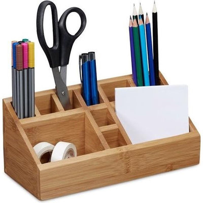 Decopatent Decopatent® Pennenbakje - Bamboe - Buro Bakje - Pennen Potloden Scharen etc - Make-up Organiser - Bureau organizer pennenhouder