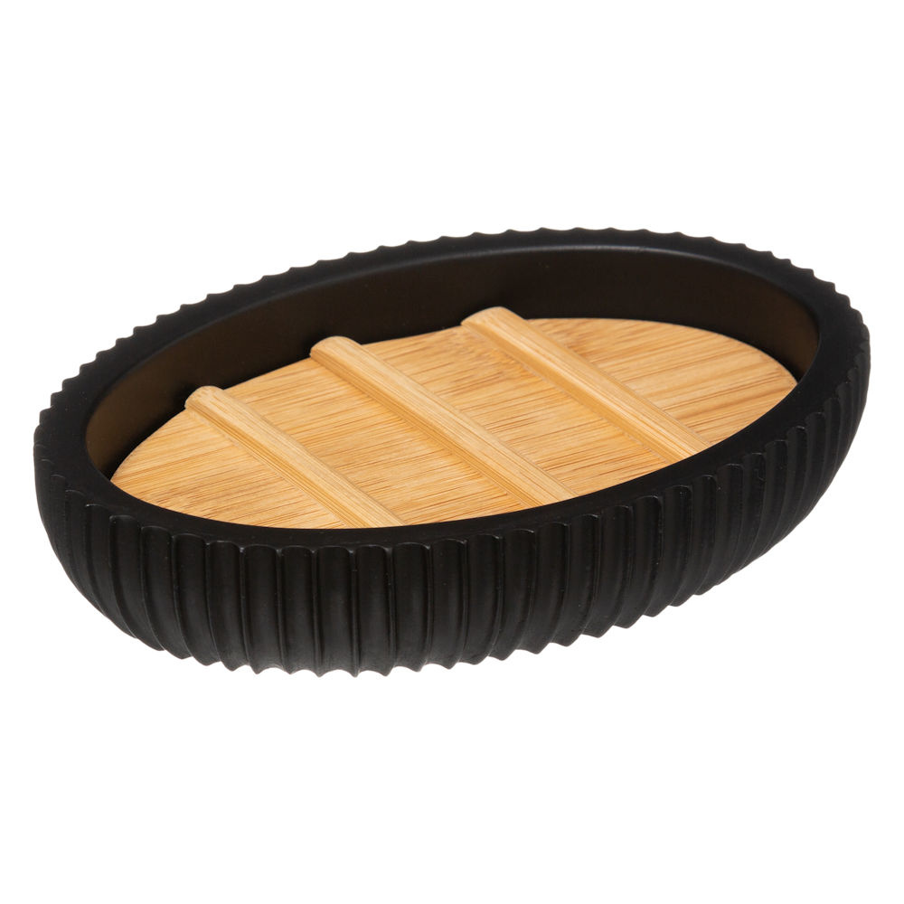 Decopatent® Zeepbakje - Bamboe Houten / Polyresin Zeephouder voor badkamer keuken of toilet - Zeepdoos - Zeepschaaltje - Zwart - Decopatent® Zeepbakje - Bamboe Houten / Polyresin Zeephouder voor badkamer keuken of toilet - Zeepdoos - Zeepschaaltje - Zwart -