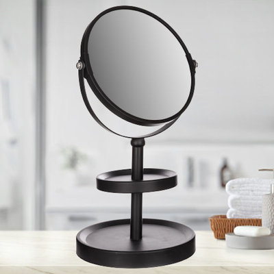 Decopatent Decopatent® - Staande 360° Makeup Spiegel - Scheerspiegel - Badkamerspiegel - Glas Spiegel & Achterzijde 3x Vergrotend - Zwart