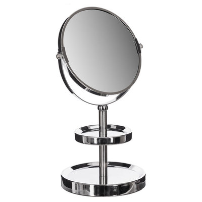 Decopatent Decopatent® - Staande 360° Makeup Spiegel - Scheerspiegel - Badkamerspiegel - Glas Spiegel & Achterzijde 3x Vergrotend - Chrome