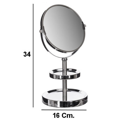 Decopatent Decopatent® - Staande 360° Makeup Spiegel - Scheerspiegel - Badkamerspiegel - Glas Spiegel & Achterzijde 3x Vergrotend - Chrome