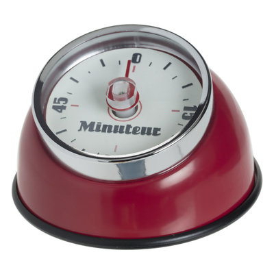 Decopatent Decopatent® Kookwekker analoog - Kookwekker magnetisch - Rond - Rvs - Kook wekker met magneet - Ronde 60 minuten Kook Timer - Rood