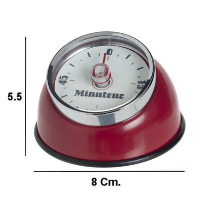 Decopatent Decopatent® Kookwekker analoog - Kookwekker magnetisch - Rond - Rvs - Kook wekker met magneet - Ronde 60 minuten Kook Timer - Rood